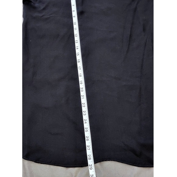 Eileen Fisher Black Silk Georgette Beaded Neckline Poncho Tunic Top Womens sz L - Picture 7 of 9